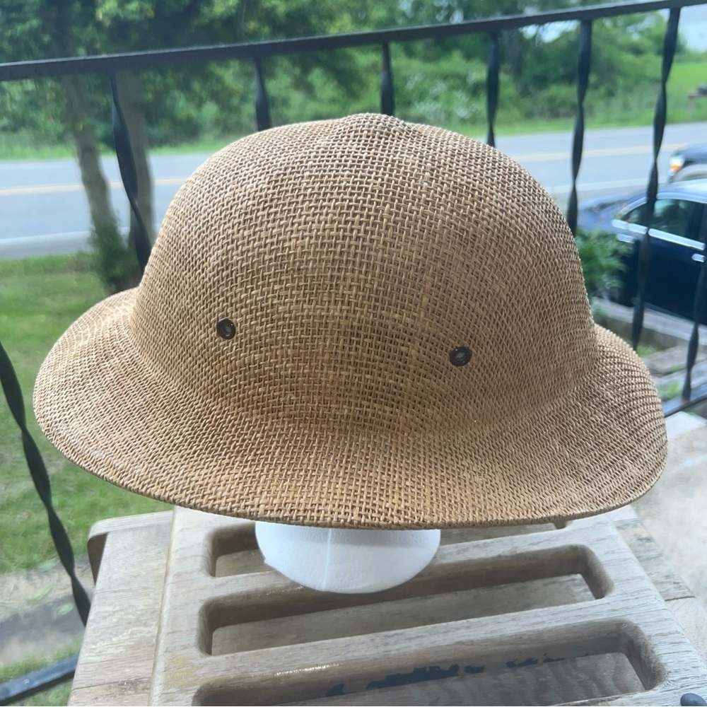 Woven SafariHelmet VTG Adjustable Tan Beekeeper Hat Retro Utility 1980s - Picture 5 of 8